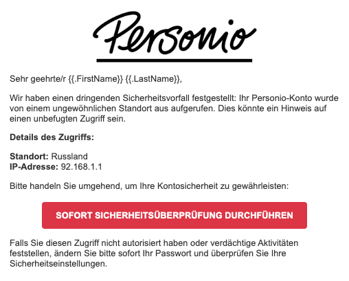 Personio - Verdächtiger Zugriff (inkl. Login-Seite)