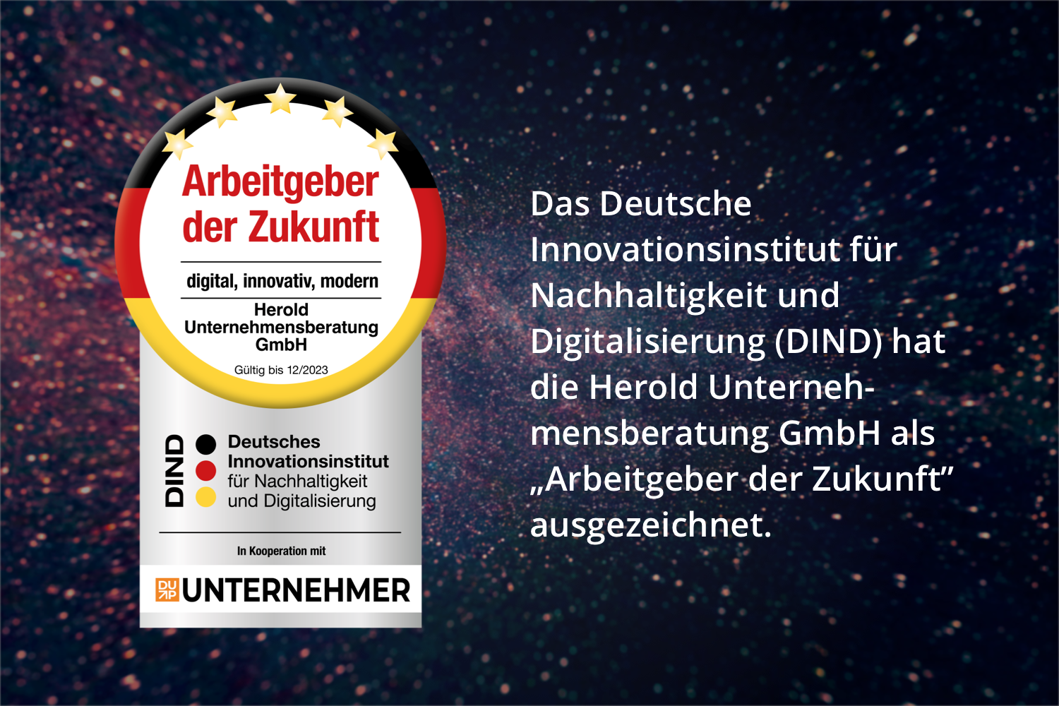 Herold Unternehmensberatung vom DIND als „Arbeitgeber der Zukunft“ ausgezeichnet